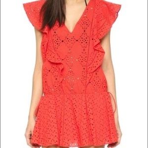 Parker Beach CoverUp Mini Dress Antigua Red Cotton